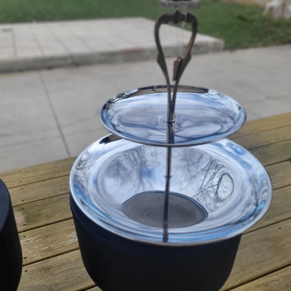 VTG Kromex Round Tidbit Tray Two-Tier Chrome And Brass Serving Tray - Picture 2 of 9